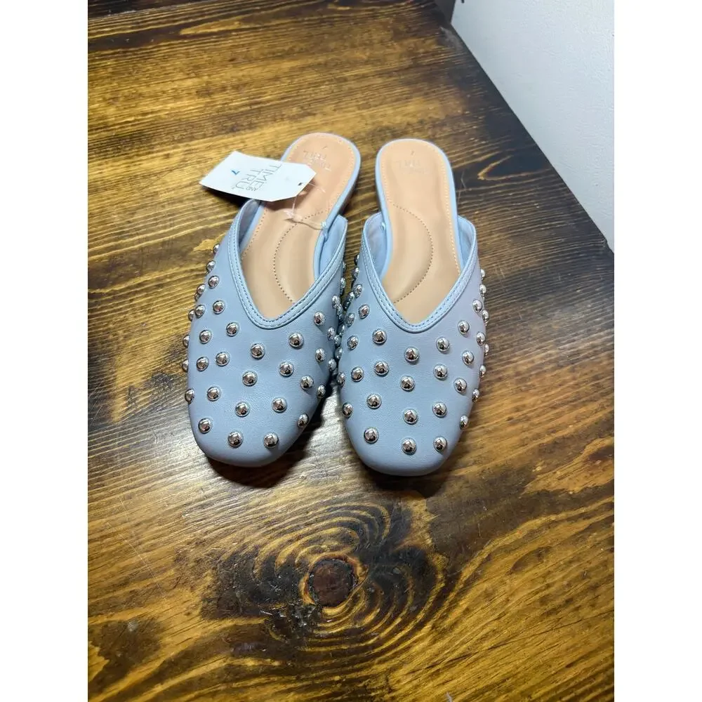 Time And Tru Blue Studded Mules Size‎ 7